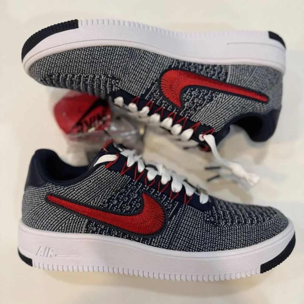 Mens Size 8 Nike AF1 Ultra Flyknit Low Robert Kraft Wolf Grey White FV4079-012